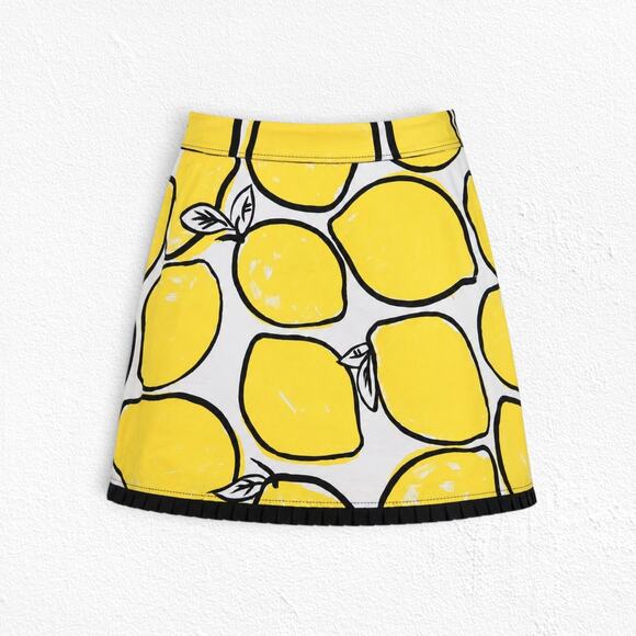 Odille Dresses & Skirts - Y2K Vintage Anthropologie Odille Yellow Lemon Print Cotton A-Line Skirt Size 12